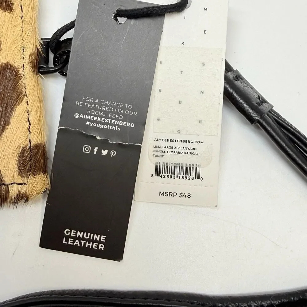 Aimee Kestenberg Lima Large Zip Lanyard In Jungle Leopard Haircalf New.